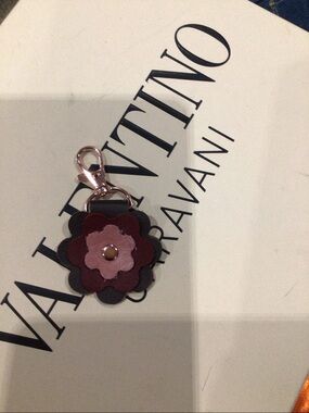Floral Leather purse charm with Rose Gold Swivel Hook